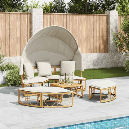 Cama lounge de exterior c/ toldo e almofadões vime PE