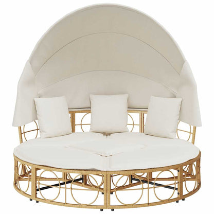 Cama lounge de exterior c/ toldo e almofadões vime PE