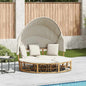 Cama lounge de exterior c/ toldo e almofadões vime PE