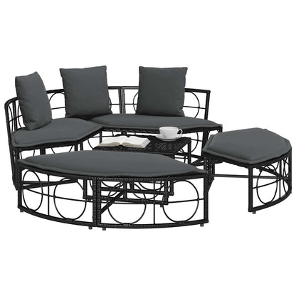 Cama lounge de exterior sem toldo vime PE preto