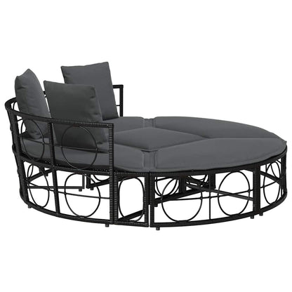 Cama lounge de exterior sem toldo vime PE preto