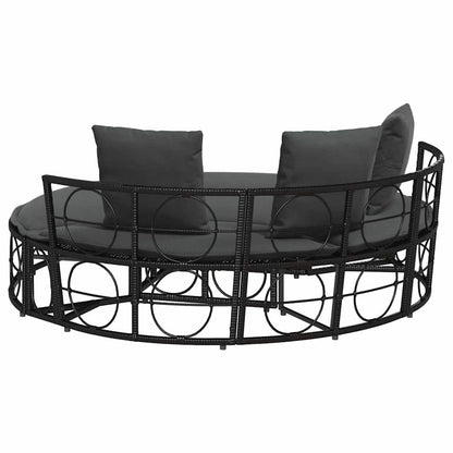 Cama lounge de exterior sem toldo vime PE preto