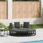 Cama lounge de exterior sem toldo vime PE preto