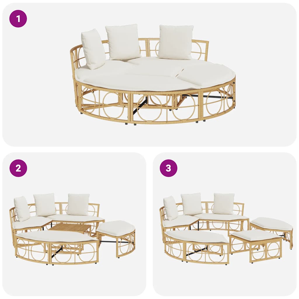 Cama lounge de exterior sem toldo vime PE