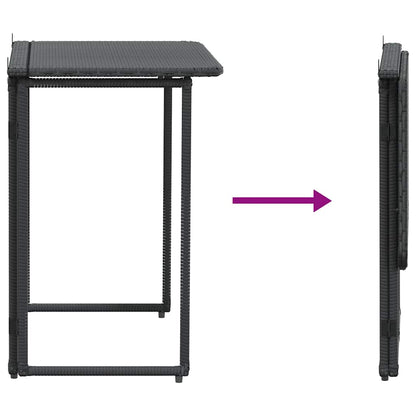 Mesa de jardim dobrável 90x51x75 cm vime PE preto