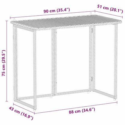 Mesa de jardim dobrável 90x51x75 cm vime PE preto