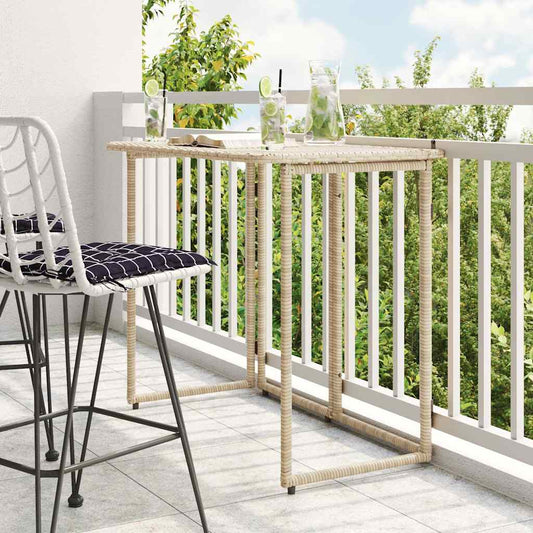 Mesa de jardim dobrável 90x51x75 cm vime PE bege
