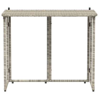 Mesa de jardim dobrável 90x51x75 cm vime PE cinzento-claro