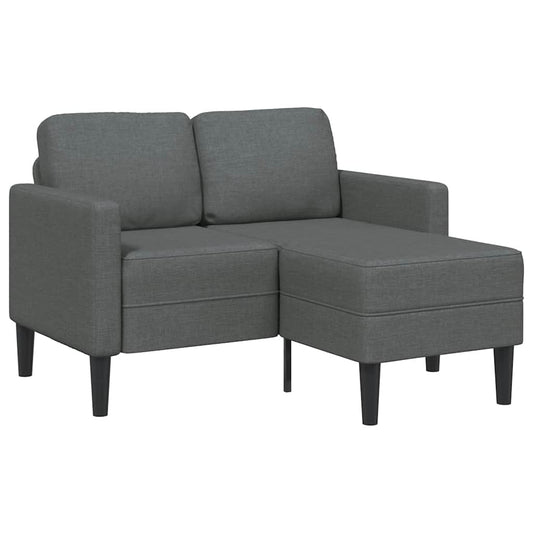 Sofá de 2 lugares com chaise longue em forma de L cinza escuro 125 cm tecido