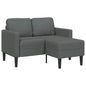 Sofá de 2 lugares com chaise longue em forma de L cinza escuro 125 cm tecido