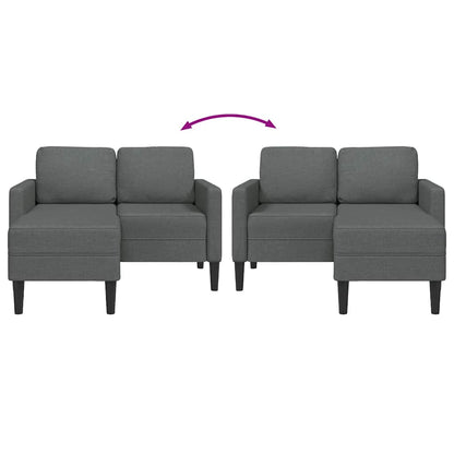 Sofá de 2 lugares com chaise longue em forma de L cinza escuro 125 cm tecido