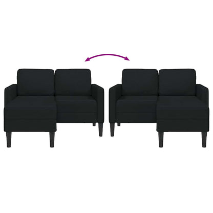 Sofá 2 lugares com Chaise em L 125 cm tecido preto