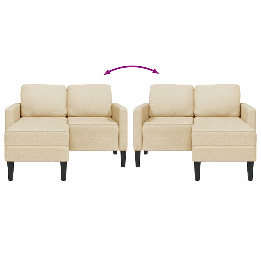 Sofá 2 lugares com Chaise em L 125 cm tecido creme