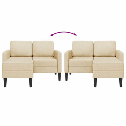 Sofá 2 lugares com Chaise em L 125 cm tecido creme
