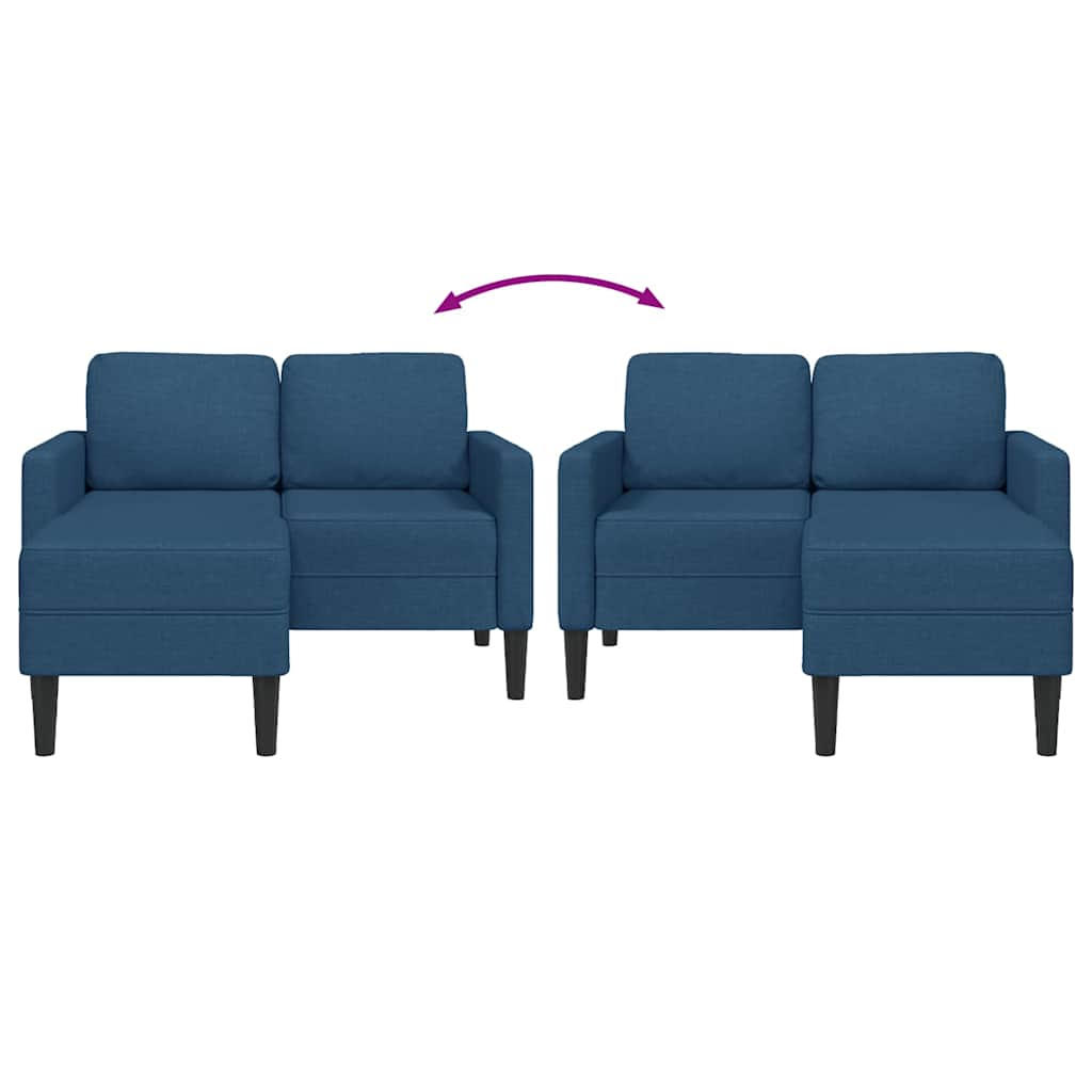 Sofá 2 lugares com Chaise em L 125 cm tecido azul