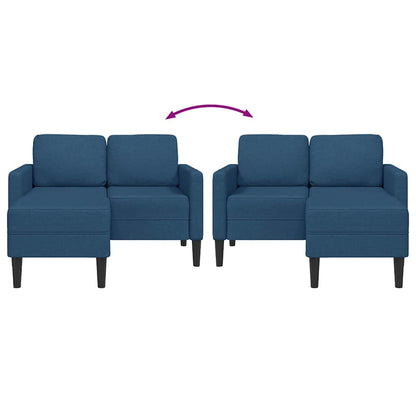 Sofá 2 lugares com Chaise em L 125 cm tecido azul