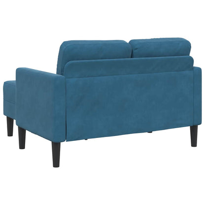 Sofá 2 lugares com Chaise em L 125 cm veludo azul