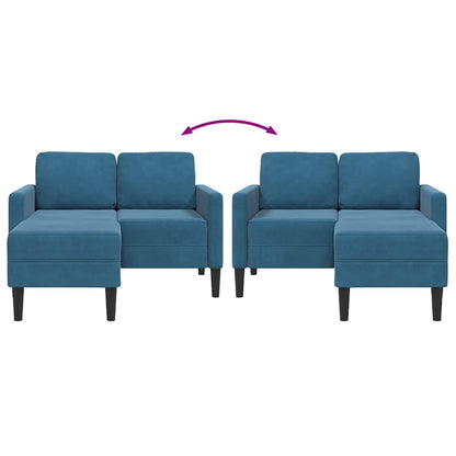 Sofá 2 lugares com Chaise em L 125 cm veludo azul