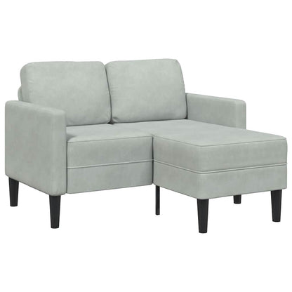 Sofá 2 lugares com Chaise em L 125 cm veludo cinzento-claro