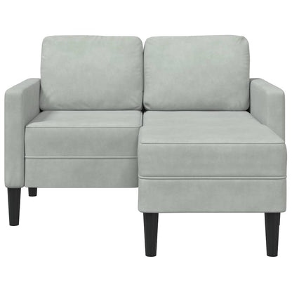 Sofá 2 lugares com Chaise em L 125 cm veludo cinzento-claro