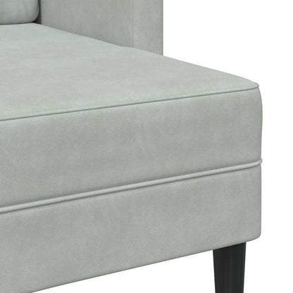 Sofá 2 lugares com Chaise em L 125 cm veludo cinzento-claro