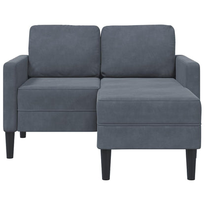 Sofá 2 lugares com Chaise em L 125 cm veludo cinzento-escuro