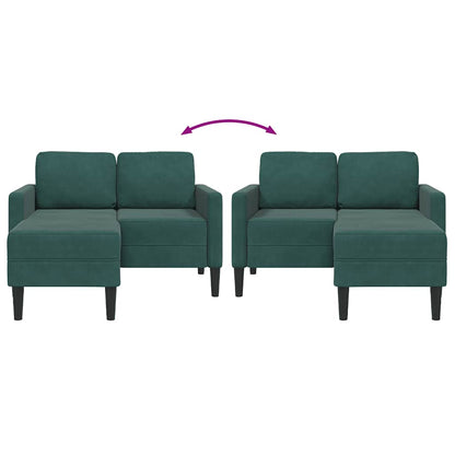 Sofá 2 lugares com Chaise em L 125 cm veludo verde-escuro