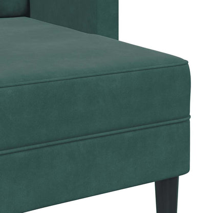 Sofá 2 lugares com Chaise em L 125 cm veludo verde-escuro