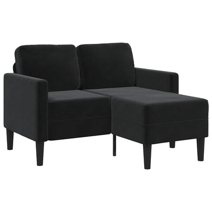 Sofá de 2 lugares com chaise em L preto 125 cm veludo