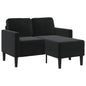 Sofá de 2 lugares com chaise em L preto 125 cm veludo