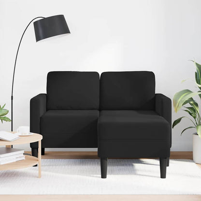 Sofá de 2 lugares com chaise em L preto 125 cm veludo
