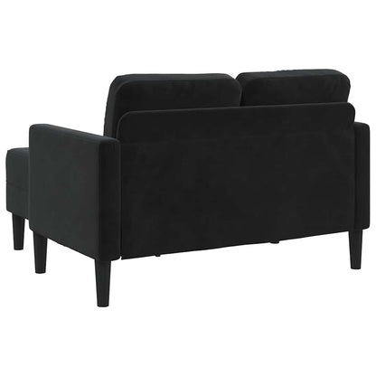 Sofá de 2 lugares com chaise em L preto 125 cm veludo