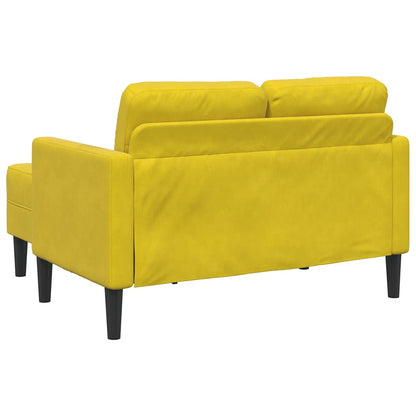 Sofá 2 lugares com Chaise em L 125 cm veludo amarela