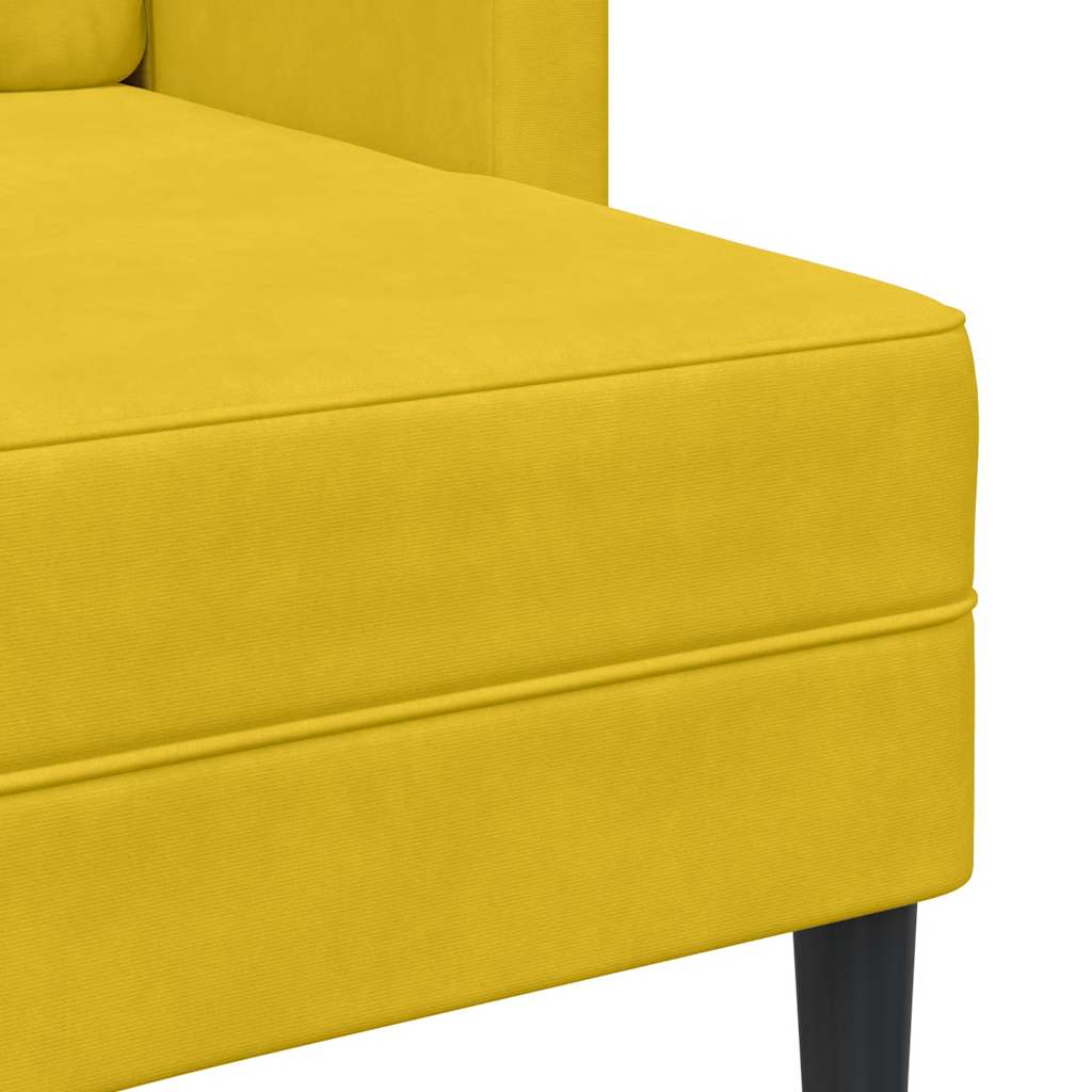 Sofá 2 lugares com Chaise em L 125 cm veludo amarela