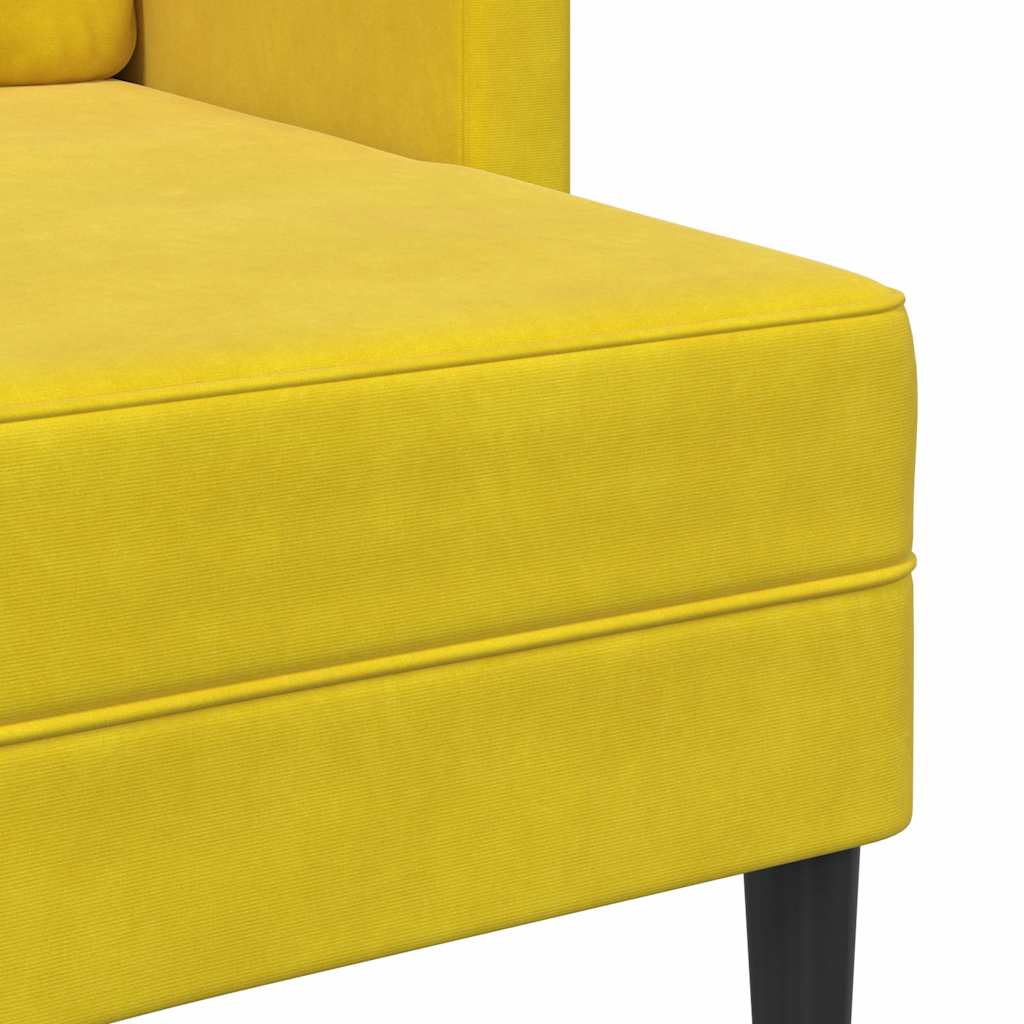 Sofá 2 lugares com Chaise em L 125 cm veludo amarela