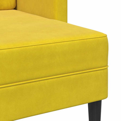 Sofá 2 lugares com Chaise em L 125 cm veludo amarela