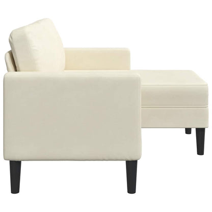 Sofá 2 lugares com Chaise em L 125 cm veludo creme