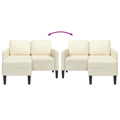 Sofá 2 lugares com Chaise em L 125 cm veludo creme