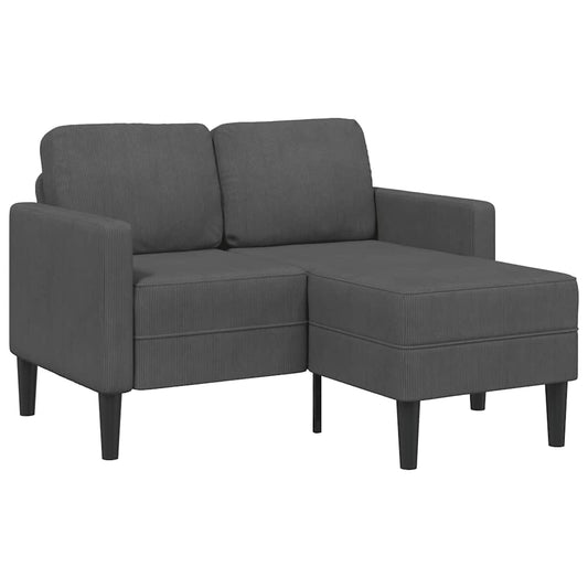 Sofá de 2 lugares com chaise em L cinza escuro 125 cm linho