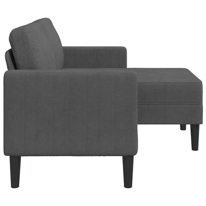 Sofá de 2 lugares com chaise em L cinza escuro 125 cm linho