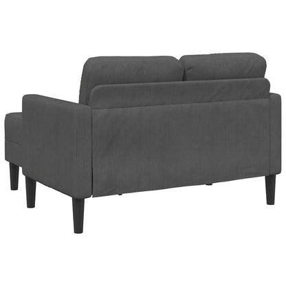Sofá de 2 lugares com chaise em L cinza escuro 125 cm linho