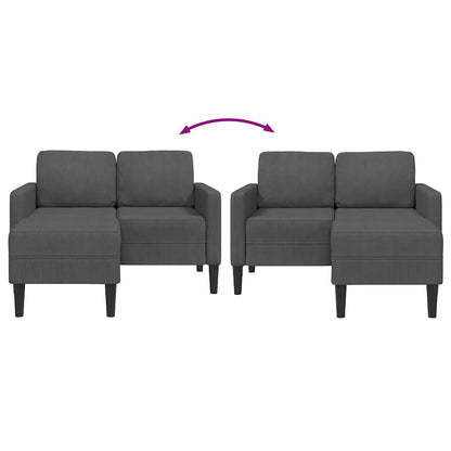 Sofá de 2 lugares com chaise em L cinza escuro 125 cm linho