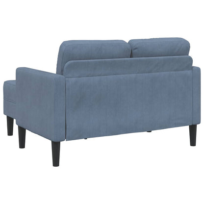 Sofá 2 lugares com Chaise em L 125 cm linho azul