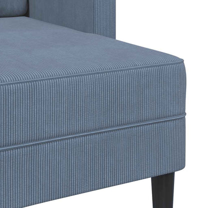 Sofá 2 lugares com Chaise em L 125 cm linho azul