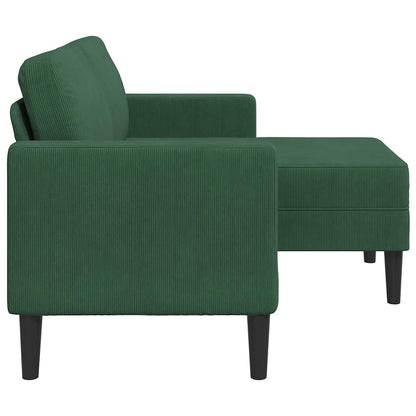 Sofá 2 lugares com Chaise em L 125 cm linho verde escuro