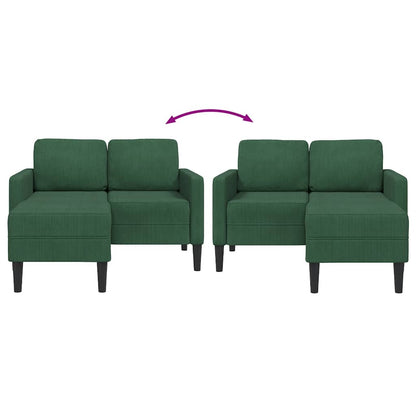 Sofá 2 lugares com Chaise em L 125 cm linho verde escuro