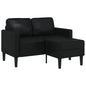Sofá de 2 lugares com chaise em L, preto, 125 cm, couro sintético