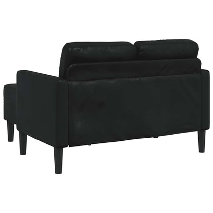 Sofá de 2 lugares com chaise em L, preto, 125 cm, couro sintético