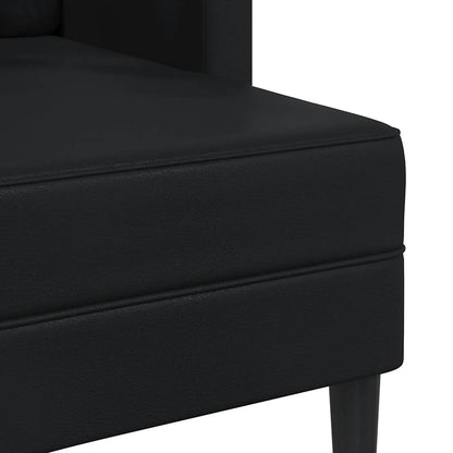 Sofá de 2 lugares com chaise em L, preto, 125 cm, couro sintético