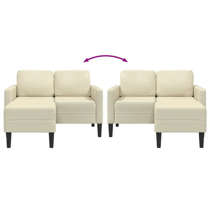 Sofá 2 lugares com Chaise em L 125 cm couro artificial creme